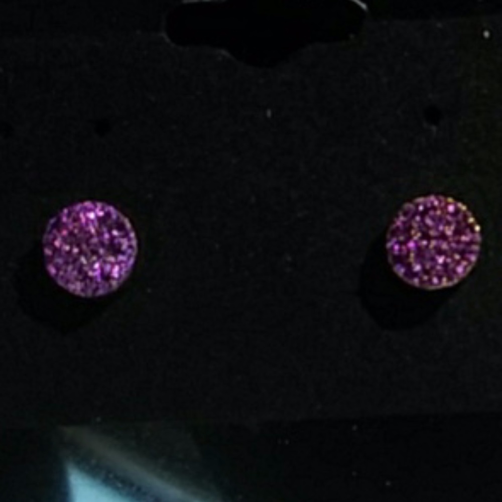 Fuchsia Druzy Crystal Studs